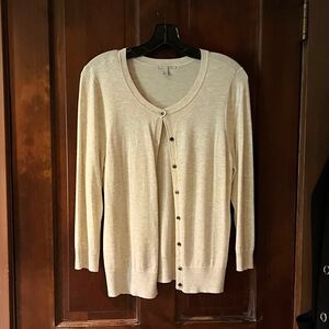 Halogen (Nordstrom brand) beige cardigan.